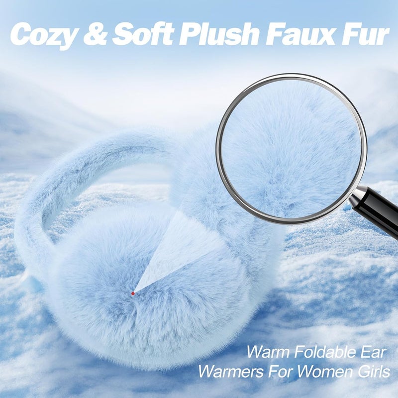 CHUANGLI Foldable Ear Muffs for Women Cold Weather Fluffy Earmuffs Winter Warm Headband Cute Slouchy Ear Warmers - Image 3